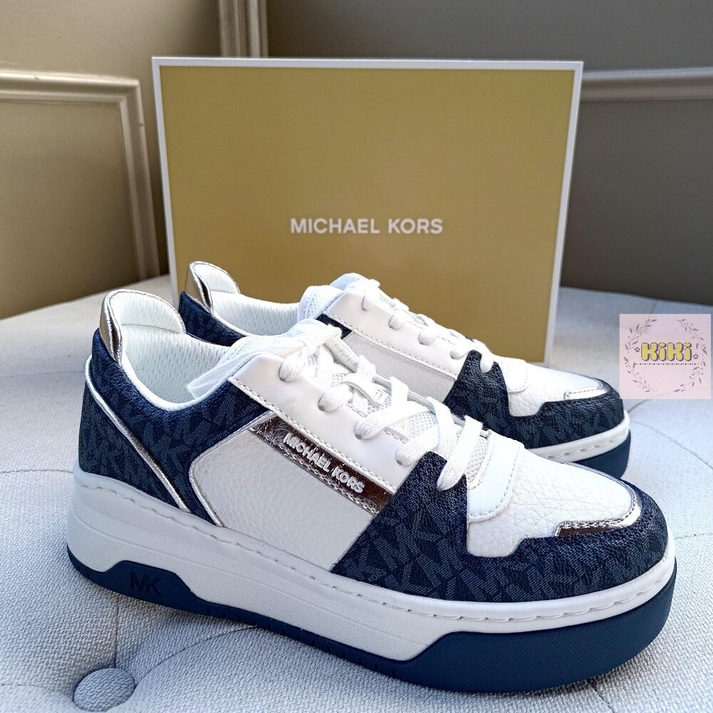 Michael Kors Lexi Mixed-Media Sneaker color admiral 49T5LXFS1L